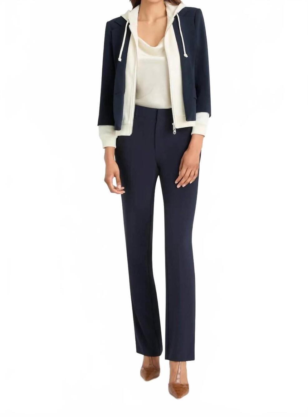 NEW CINQ A SEPT zip up le petit khloe blazer in navy/ivory